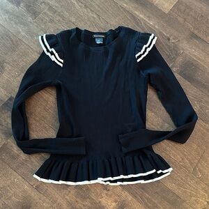 Club Monaco ruffle knit top with white detail - size small